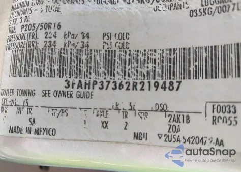 2002 Ford Focus Zx5 from USA, damaged, VIN 3FAHP37362R219487